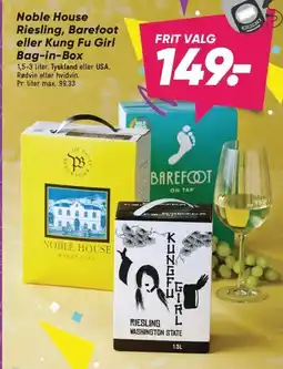 Bilka Noble House Riesling, Barefoot eller Kung Fu Girl Bag-in-Box tilbud