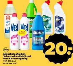 Netto Minuskalk afkalker, Vel opvaskemiddel eller Klorin rengøring tilbud