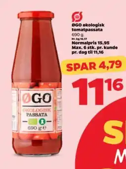 Netto OGO økologisk tomatpassata tilbud