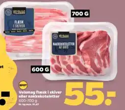 Netto VELSMAG flæsk i skiver eller nakkekoteletter tilbud