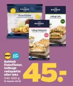 Netto RAHBEK fiskefileter, indbagt rødspætte eller laks tilbud