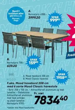 Bilka Mood havebord 208 cm tilbud