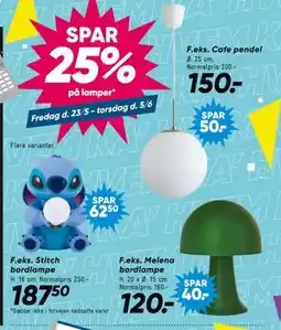 Bilka Spar 25% på lamper tilbud