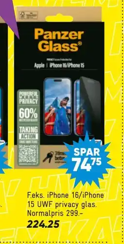 Bilka iPhone 16/iPhone 15 UWF privacy glas tilbud