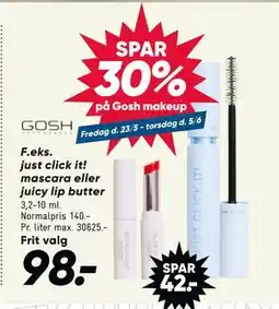 Bilka just click it! mascara eller juicy lip butter tilbud