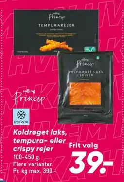 Bilka Koldrøget laks, tempura- eller crispy rejer tilbud