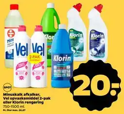 Minuskalk afkalker, Vel opvaskemiddel 2-pak eller Klorin rengøring
