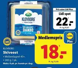 Lidl ARLA KLOVBORG Skiveost tilbud