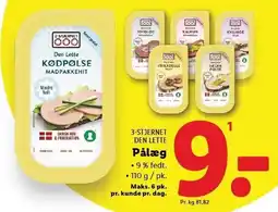 Lidl 3-STJERNET Pålæg tilbud