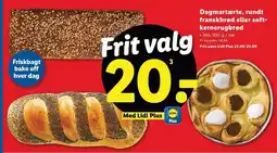Lidl Dagmartærte, rundt franskbrød eller softkernerugbrød tilbud