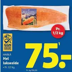 Lidl Hel lakseside Pr. 1/2 kg tilbud