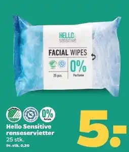 Netto Hello Sensitive renseservietter 25 stk tilbud