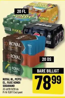 Løvbjerg ROYAL ØL, PEPSI EL. FAXE KONDI SODAVAND tilbud