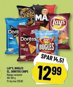 Løvbjerg LAY'S, BUGLES EL. DORITOS CHIPS tilbud