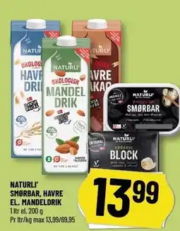 Løvbjerg NATURLI' SMØRBAR, HAVRE EL. MANDELDRIK tilbud
