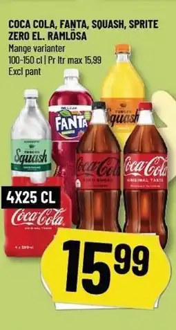 Løvbjerg COCA COLA, FANTA, SQUASH, SPRITE ZERO EL. RAMLÖSA tilbud