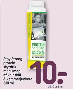 REMA 1000 Stay Strong protein skyrdrik med smag af koldskål & kammerjunkere 330 ml tilbud