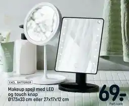 REMA 1000 Makeup spejl med LED og touch knap Ø17.5x33 cm eller 27x17x12 cm tilbud