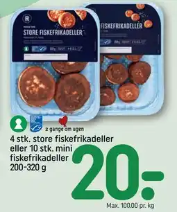 REMA 1000 4 stk. store fiskefrikadeller eller 10 stk. mini fiskefrikadeller 200-320 g tilbud