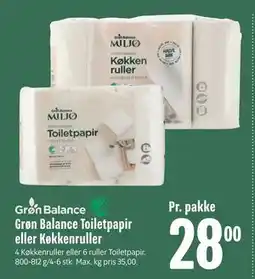 Min Købmand Grøn Balance Toiletpapir eller Køkkenruller tilbud