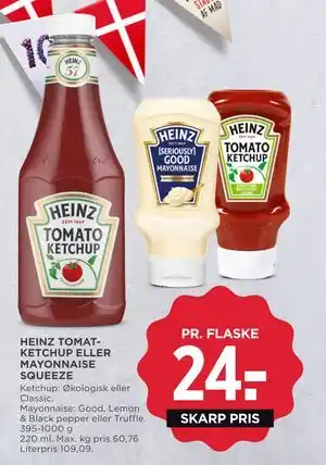 MENY HEINZ TOMATKETCHUP ELLER MAYONNAISE SQUEEZE tilbud