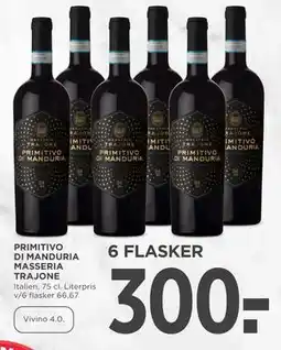 MENY PRIMITIVO DI MANDURIA MASSERIA TRAJONE tilbud