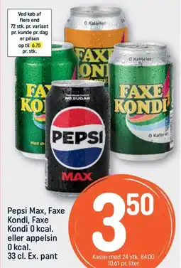 REMA 1000 Pepsi Max, Faxe Kon eller appelsin di, Faxe Kondi 0 kcal. tilbud