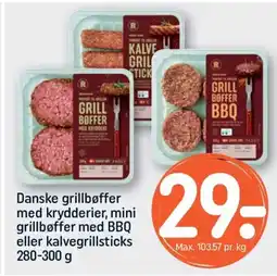 REMA 1000 Danske grillbøffer med krydderier, mini grillbøffer med bbq eller kalvegrillsticks tilbud
