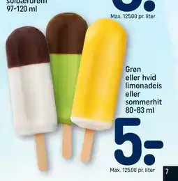 REMA 1000 Grøn eller hvid limonadeis eller sommerhit tilbud