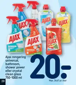 REMA 1000 AJAX rengøring universal, bathroom, shower power eller crystal clean glass tilbud