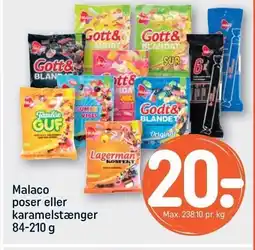 REMA 1000 Malaco poser eller karamelstænger 84-210 g tilbud
