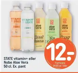 REMA 1000 STATE Vitamin+ eller Nobe Aloe Vera 50 cl. Ex. pant tilbud