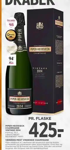 MENY PIPER-HEIDSIECK CHAMPAGNE VINTAGE 2014 tilbud