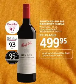 MENY PENFOLDS BIN 389 CABERNET SHIRAZ tilbud