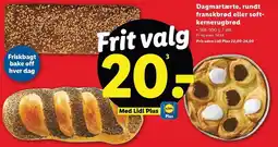 Lidl Dagmartærte, rundt franskbrød eller softkernerugbrød tilbud