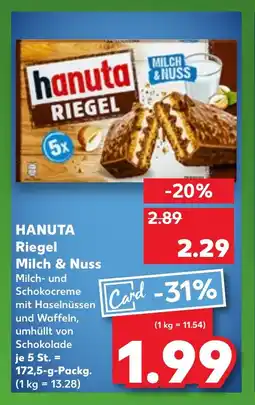 Kaufland HANUTA Riegel milch & nuss tilbud