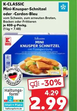 Kaufland K-CLASSIC Mini-knusper-schnitzel oder -cordon-bleu tilbud