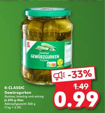 Kaufland DE K-CLASSIC Gewürzgurken tilbud