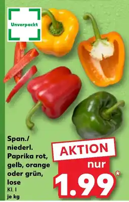 Kaufland Span./ niederl. paprika rot, gelb, orange oder grün, lose tilbud