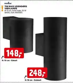 jem & fix TIN MAXI UDENDØRS VÆGLAMPE tilbud