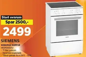 Power Keramisk Komfur HK5P00021U tilbud