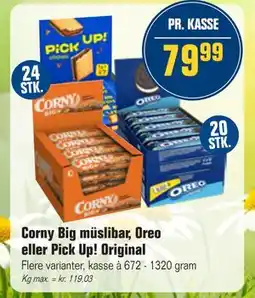 Otto Duborg Corny Big müslibar, Oreo eller Pick Up! Original tilbud