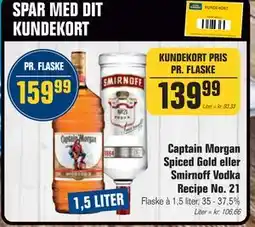 Otto Duborg Captain Morgan Spiced Gold eller Smirnoff Vodka Recipe No. 21 tilbud