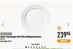 Imerco MEDLEMSTILBUD Royal Copenhagen Hvid Riflet Middagstallerken tilbud