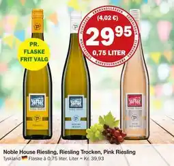 Købmandsgården Noble House Riesling, Riesling Trocken, Pink Riesling tilbud