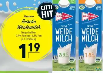 Citti Hansano Frische Weidemilch tilbud