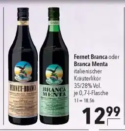 Citti Fernet Branca oder Branca Menta italienischer Kräuterlikör 35/28% Vol. tilbud