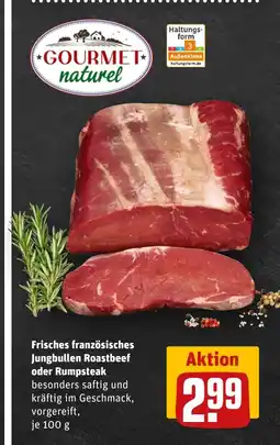REWE DE Frisches französisches Jungbullen Roastbeef oder Rumpsteak tilbud