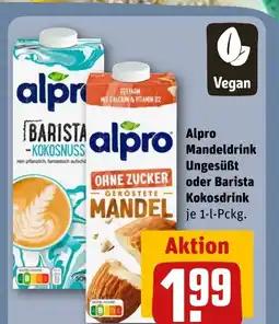 REWE DE Alpro Mandeldrink Ungesüßt oder Barista Kokosdrink tilbud