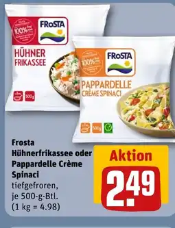 REWE DE Frosta Hühnerfrikassee oder Pappardelle Crème Spinaci tilbud